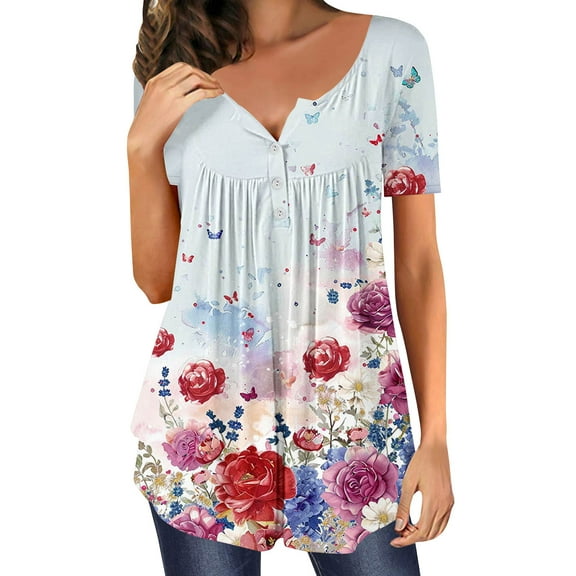 Womens Tops Dressy Casual 3/4 Sleeve V Neck Plus Size Blouses for Women 3X Womens T Shirts Loose Fit Plus