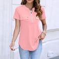 thumbnail image 1 of Womens Tops Dressy Casual Blouses Tops Short Sleeve Zip Front Workout Tops for Women Lightweight Summer Shirts Pink L, 1 of 4