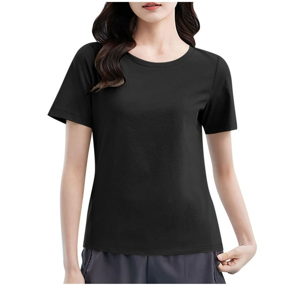 Womens Tops Dressy Casual Casual OverSolid Round-Neck Hooded Short Sleeve Blouse T-Shirts