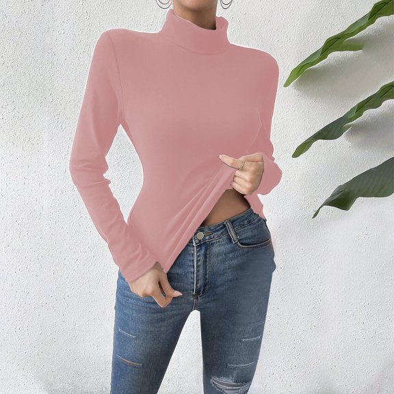 Womens Tops Dressy Casual Casual Solid Warm Base Shirt Long Sleeved Shirt Round Neck Tops Blouse