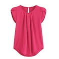 thumbnail image 1 of Womens Tops Dressy Casual Chiffon Solid Color Short Sleeve Round Neck Shirt Blouse Summer Going Out For Women Pink, 1 of 2