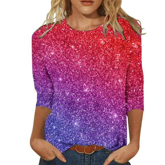 Womens Tops Dressy Casual Floral Letter Gradient Print Heart Christmas T Shirt Long Sleeve Shirt Loose BlouseTops Women Loose Blouse, S-4XL