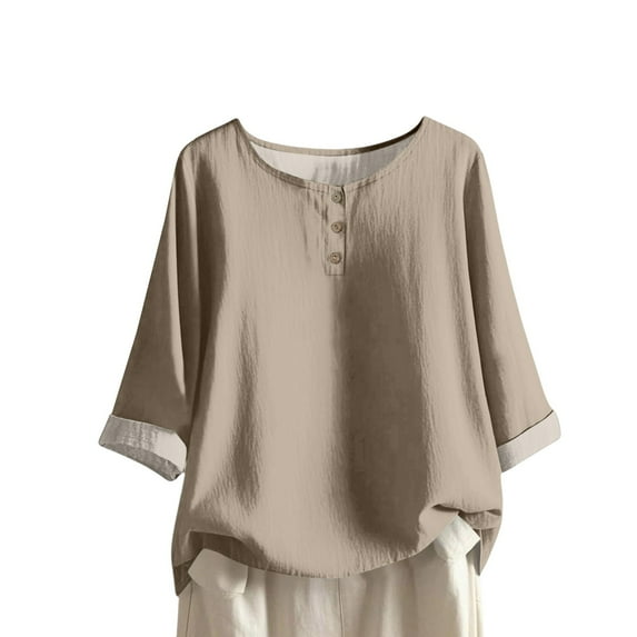 Womens Tops Dressy Casual, Comdrip Women's Tops Solid Color Women's Top 3/4 Sleeves Blouse Tops Women's Blouse T Shirt Women Blouses Green S