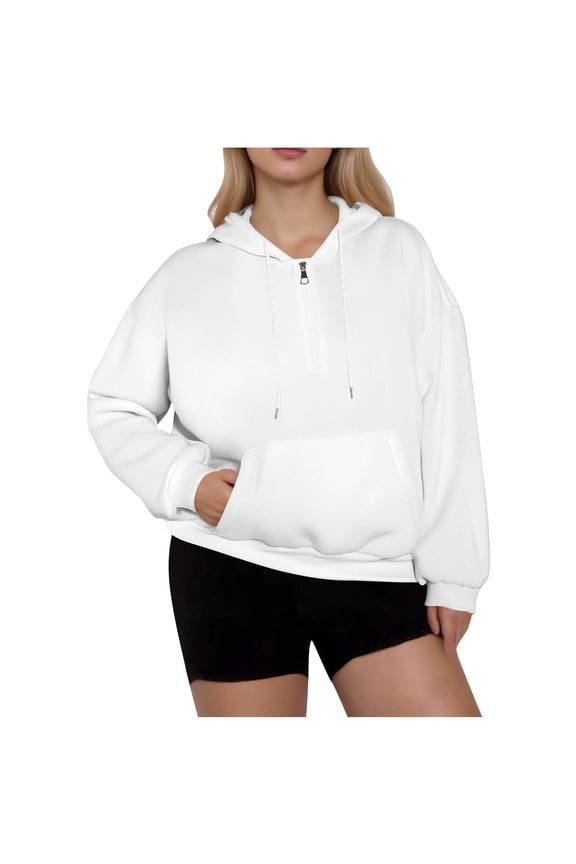 Womens Tops Dressy Casual Oversized Solid Color Hooded Zipper Off Shoulder Sleeve Long Sleeved Hooded Rope Sports Plus Size Top Lightweight Base Layer Undershirt Tees
