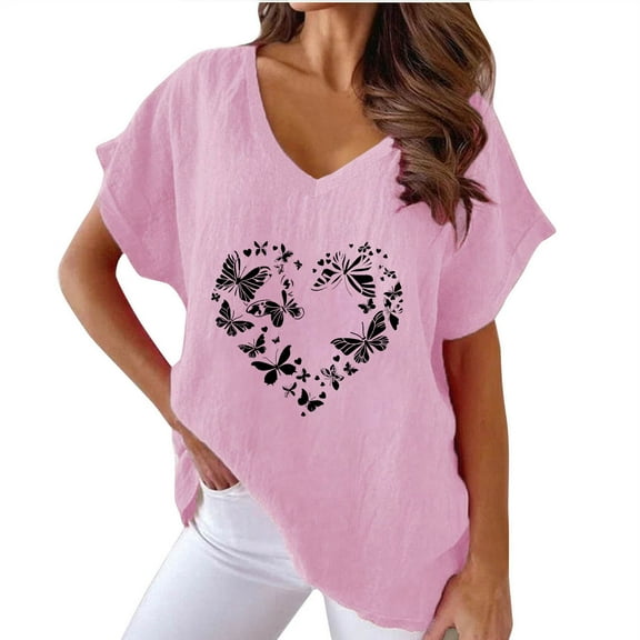 Womens Tops Dressy Casual Short Sleeve Cotton Womens T Shirts Casual Loose Fit Slim Fit Graphic Tees