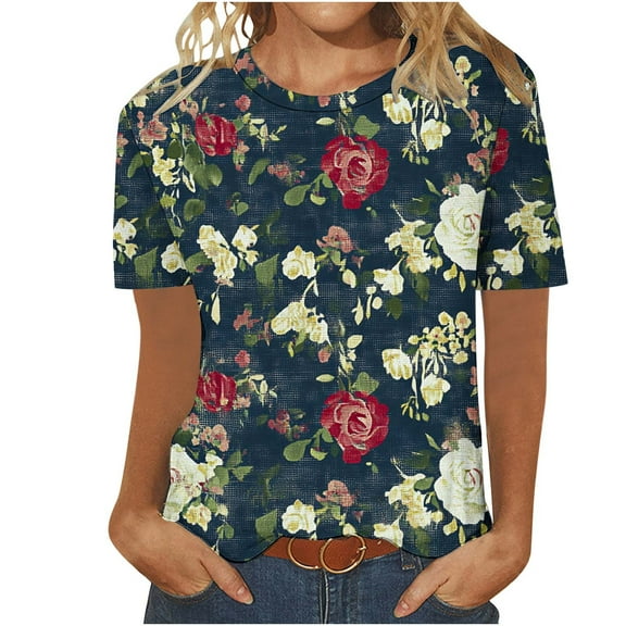 Womens Tops Dressy Casual Short Sleeve Grey Shirts for Women Crop Top Tee Shirts Womens Graphic