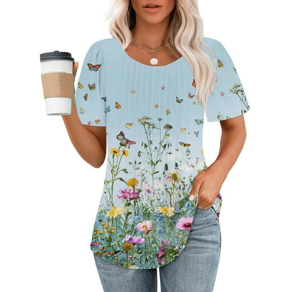 Womens Tops Dressy Casual Short Sleeve Loose Plus Size Blouses for Women 3X Tshirts Shirts Graphic Funny Sayings