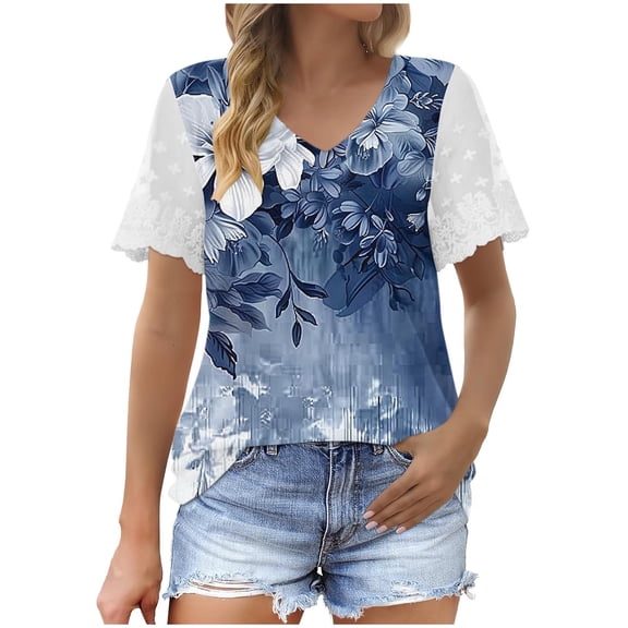 Womens Tops Dressy Casual Short Sleeve Loose Tshirts Shirts Graphic Funny Plus Size Summer Shirts for Teens Modest