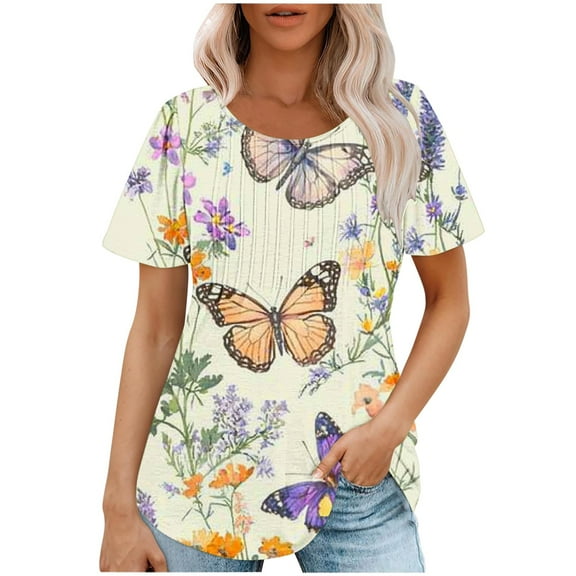 Womens Tops Dressy Casual Short Sleeve Round Neck Womens Funny T Shirts Fitted Plus Size Golf Shirts for Women