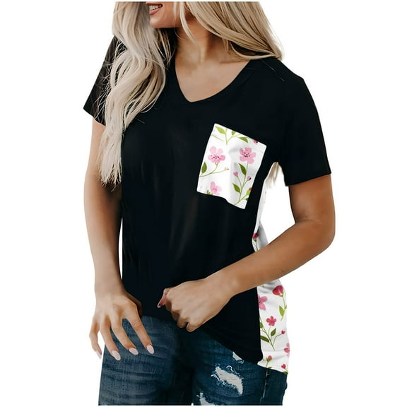 Womens Tops Dressy Casual Short Sleeve Scoop Neck Tshirts Shirts Graphic Vintage V Neck Summer Graphic Tees for Women 2025