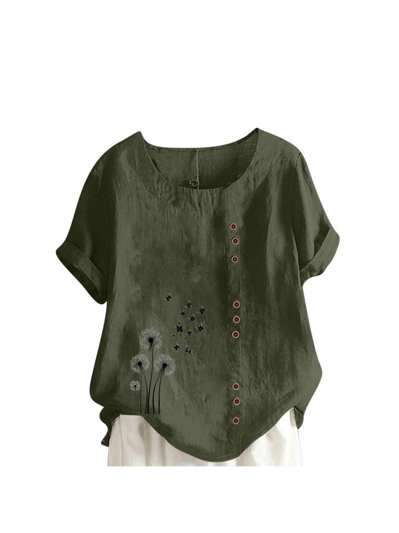 Womens Tops Short Sleeve Scoop Neck Blouse T Shirts Casual Athletic Tops Women Button Down Shirts Green Orders