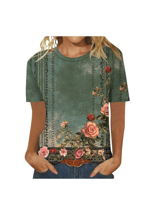 Womens Tops Dressy Casual Short Sleeve Scoop Neck Womens Funny T Shirts Adult Humor Old Summer Clothes for Women 2025 Vacation Trendy