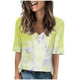 thumbnail image 1 of My Items Womens Tops Dressy Casual Short Sleeve Tunic Blouses & Button-Down Shirts Cotton T-Shirts Loose Fit V Neck Cute Summer Clothes for Women Over 50 Spring Shirts for Women 2025 Orders, 1 of 4