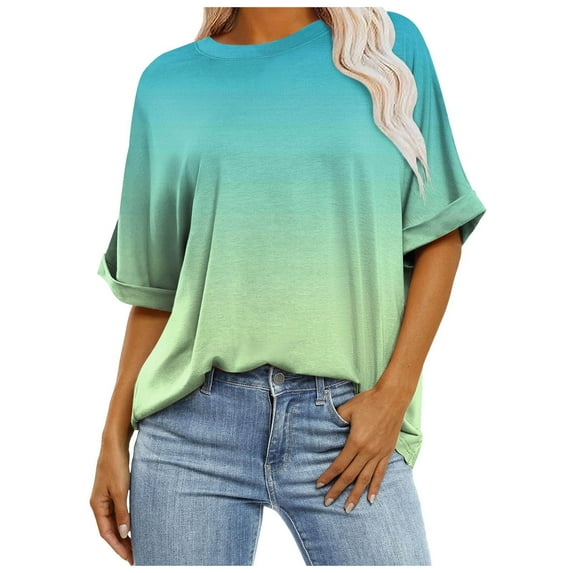 Cilsoka Womens Tops Dressy Casual Short Sleeve Crew Neck Blouses & Button-Down Shirts Plus Size Shirts for Women Trendy 2026 Basic Fitted Tees Plus Size Letter Print Tee