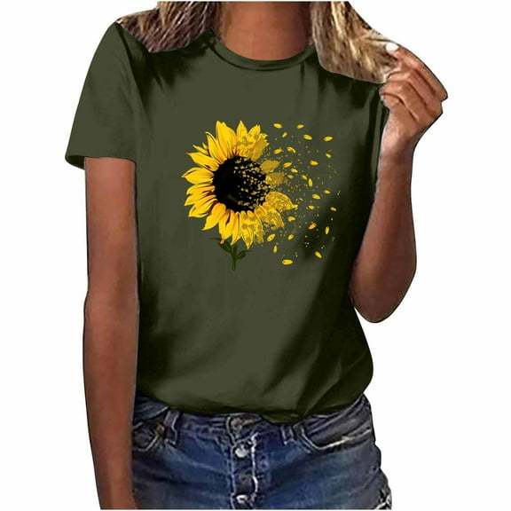 Womens Tops Dressy Casual Short Sleeve Womens Blouses Casual Cotton Womens T Shirts Graphic Pack