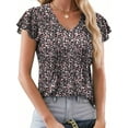 thumbnail image 1 of Womens Tops Dressy Casual Summer Flutter Sleeve T-Shirts Trendy Ruffle Short Sleeve Loose V-Neck Tunic Tops, 1 of 4