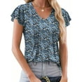thumbnail image 1 of Womens Tops Dressy Casual Summer Flutter Sleeve T-Shirts Trendy Ruffle Short Sleeve Loose V-Neck Tunic Tops, 1 of 4