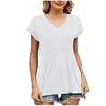 thumbnail image 1 of Womens Tops Dressy Casual Summer Flutter Sleeve T-Shirts Trendy Ruffle Short Sleeve Loose V-Neck Tunic Tops, 1 of 8