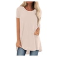 thumbnail image 1 of Womens Tops Dressy Casual,Tops for Women Work Casual Short Sleeve Tunic Tops for Women to Wear with Leggings Short Sleeve Solid Color Flowy Shirts Tops, 1 of 5