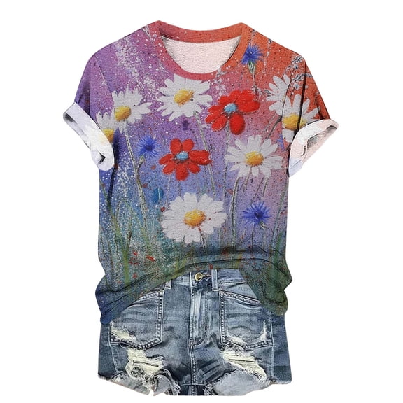 Womens Tops Dressy Casual Tunics Periwinkle Plus Size Cotton T Shirts Loose Fit White Tees Slim Fit