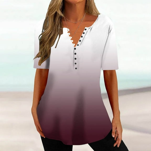 Womens Tops Dressy Casual V Neck Short Sleeve Womens Blouses for Work Professional Plus Size Short Sleeve Shirts for Women Loose Fit