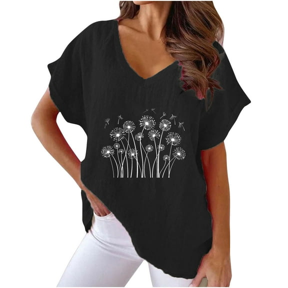 Womens Tops Dressy Casual V Neck Womens Plus Size T Shirts Loose Fit Warehouse Today Shipping