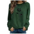 thumbnail image 1 of Womens Tops Dressy Casual Winter Loose Crew Neck Long Sleeve Kimono One Shoulder with Pocket Floral Leisure Cotton Top(Dark Green,L), 1 of 3