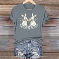 thumbnail image 1 of Womens Tops Easter Bunny Casual Printed Round Neck Short Sleeved T-shirt Gray S, 1 of 6