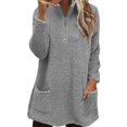 thumbnail image 1 of Womens Tops Fall Fashion Fuzzy Fleece Pullover Sweatshirt Fall Winter Clothes Soft Warm Long Hoodie With Pocket Blouses For Women, 1 of 7