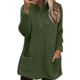 thumbnail image 1 of Womens Tops Fall Fashion Fuzzy Fleece Pullover Sweatshirt Fall Winter Clothes Soft Warm Long Hoodie With Pocket Blouses For Women, 1 of 7
