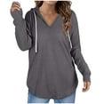 thumbnail image 1 of Womens Tops Fall Fashion Hoodies for Women Long Sleeve Sweatshirts V Neck Casual Top Soft Pullover Trendy Blouses S-3XL, 1 of 6