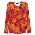 thumbnail image 1 of Womens Tops Fashion Maple Leaf Printed Long Sleeve Round Neck Womens Tee,Orange,3XL, 1 of 3