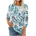 thumbnail image 1 of Womens Tops Fashion Printed T-Shirt 3/4 Sleeves Blouse Round Neck Casual Top Basic Tees For Women, 1 of 6
