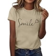thumbnail image 1 of Womens Tops Fashion Short Sleeve Print Soft Couple Shirts,Khaki,M, 1 of 4