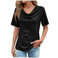 thumbnail image 1 of Womens Tops Fashion Short Sleeved Shirt Print Casual Elegance Tunic Black Loose Fit Basic Blouse L, 1 of 4