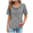 thumbnail image 1 of Womens Tops Fashion Short Sleeved Shirt Print Casual Elegance Tunic Grey Lightweight Dressy Blouse Shirts XL, 1 of 4