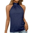 thumbnail image 1 of Womens Tops Fashion Summer Tops Casual Top High Neck Sleeveless Tshirt Beach Vacation Loose Fit Shirt, 1 of 6
