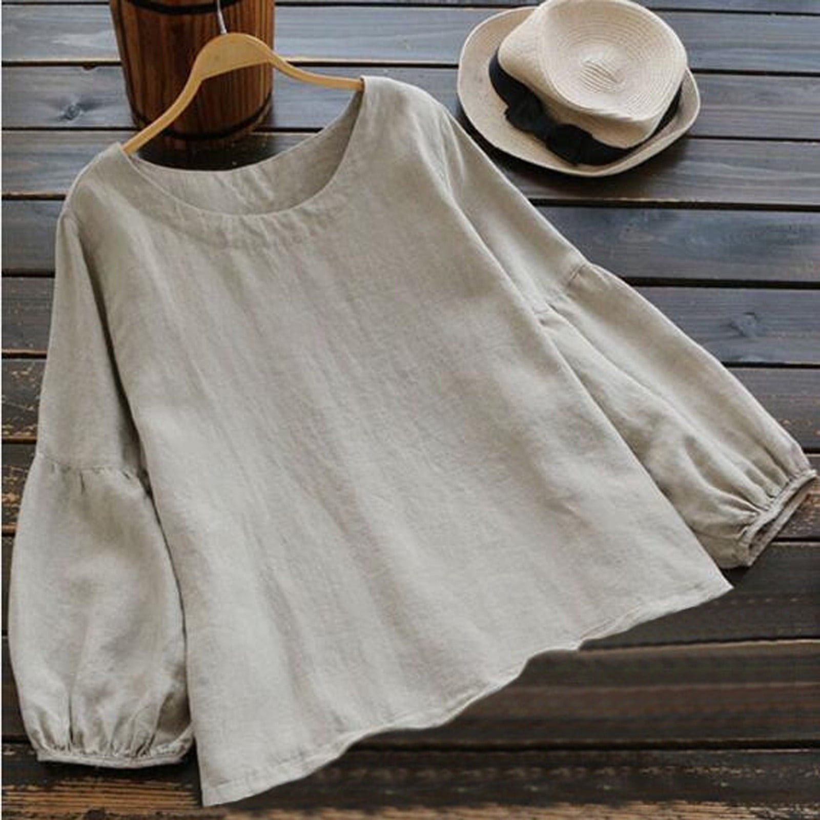 Womens Warm Tops Long Sleeve Round Neck Casual Work Shirts Tunic Tops S  Beige at  Women's Clothing store