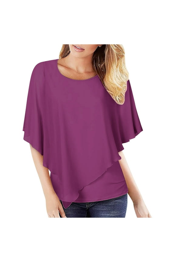 Womens Tops Fashion Women Short Sleeve Garment Comfortable Breathable Round-Neck Blouses Tops Plus Size Tops for Women