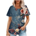 thumbnail image 1 of Womens Tops Fashionable Casual Short Sleeved Loose Round Neck Solid Color Top Summer Blouses Multicolor 2XL, 1 of 6