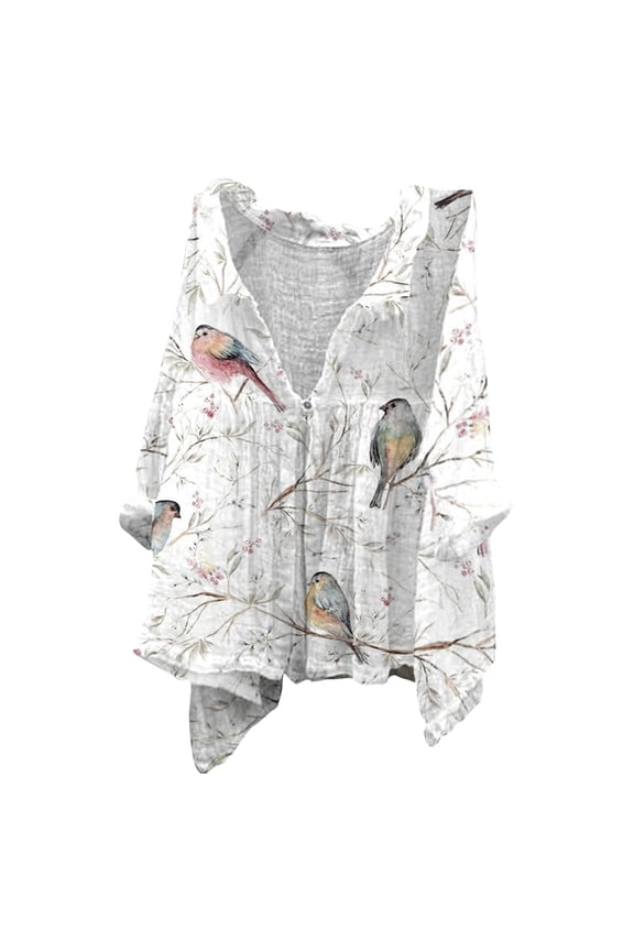 Womens Tops Floral Butterfly Print Natural Autumn Fragrant Fabric Long-Sleeved Shirt Flax Soft Warm Comfortable For Autumn Winter Everyday Occasions 2Xl Sweaters For Women