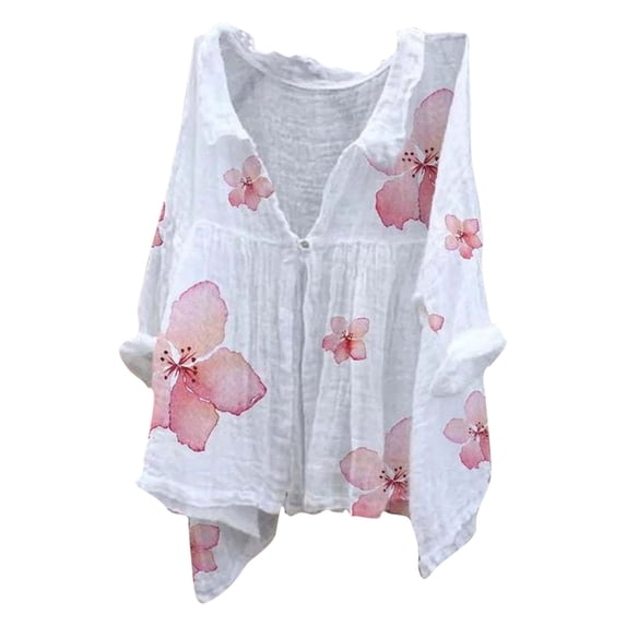 Womens Tops Floral Butterfly Print Natural Autumn Fragrant Fabric Long-Sleeved Shirt Flax Soft Warm Comfortable Halloween Design For Autumn Winter Occasions M Sweaters For Women
