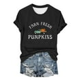 thumbnail image 1 of Womens Tops Fresh Pumpkins Fall Crew Neck Tee Funny Cute Graphic Short Sleeve Shirt Lightweight Breathable Blend Fabric 3Xl Sweaters For Women, 1 of 4