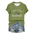 thumbnail image 1 of Womens Tops Fresh Pumpkins Fall Crew Neck Tee Funny Cute Graphic Short Sleeve Shirt Lightweight Breathable Blend Fabric 4Xl Sweaters For Women, 1 of 4