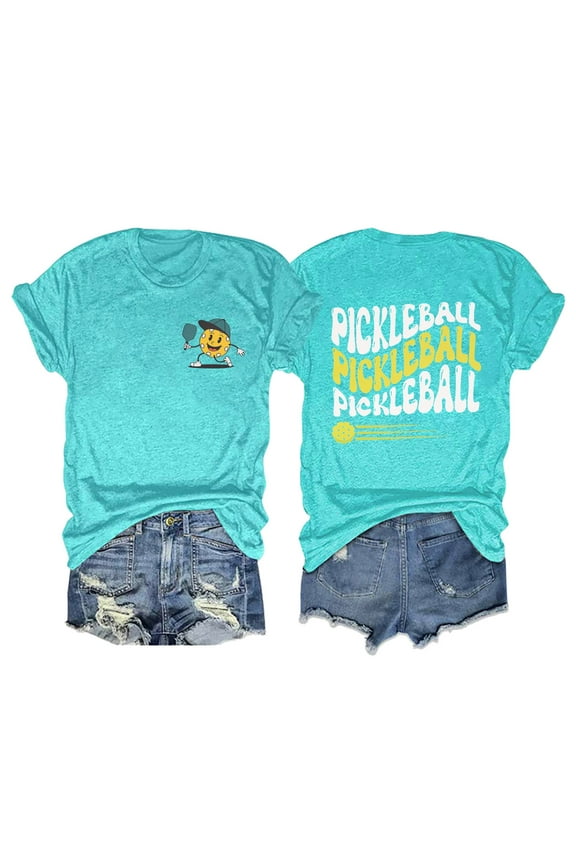 Womens Tops Funny Pickleball Graphic Lover Gifts Soft Short Sleeve Tee Lady T Shirts for Women Sky Blue L
