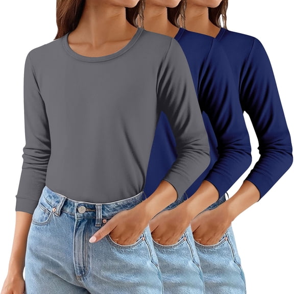 Womens Tops German Velvet Round Neck 3pc Basic Soft Plus Size Tops