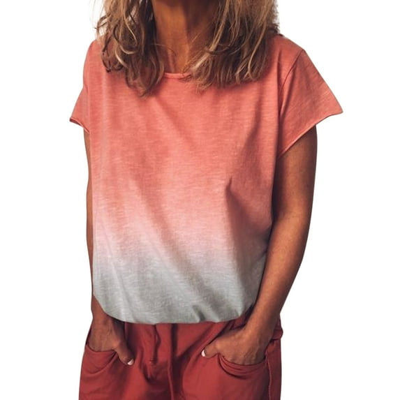 Womens Tops Gradient Tees Casual Women'S Summer Short Sleeve Round Neck T-Shirt Tops