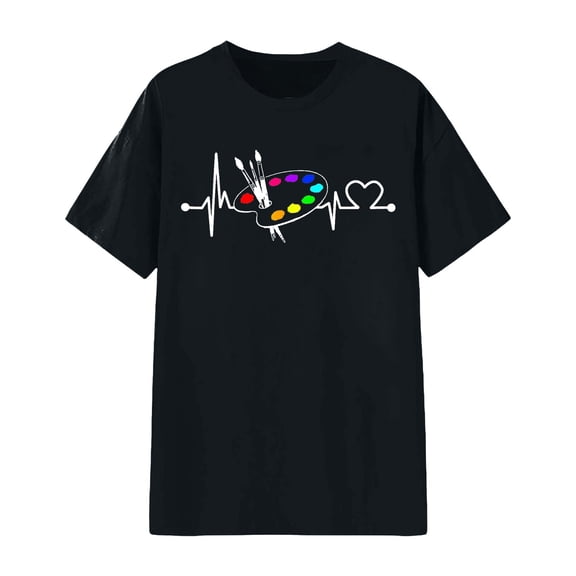 Womens Tops Graphic Print Crewneck Stylish Outfits Ladies Clothing,Black,M