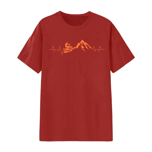 Womens Tops Graphic Printed Short Sleeve Crew Neck Soft Comfort Fit Womens Athletic Tops,Red,3XL