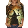thumbnail image 1 of Womens Tops Halloween 3/4 Length Sleeve Shirts Fashion Halloween Printed Plus Size Tunic Tops Blouses Fall Casual Round Neck Pullover Halloween Holiday Costume TShirt, 1 of 5